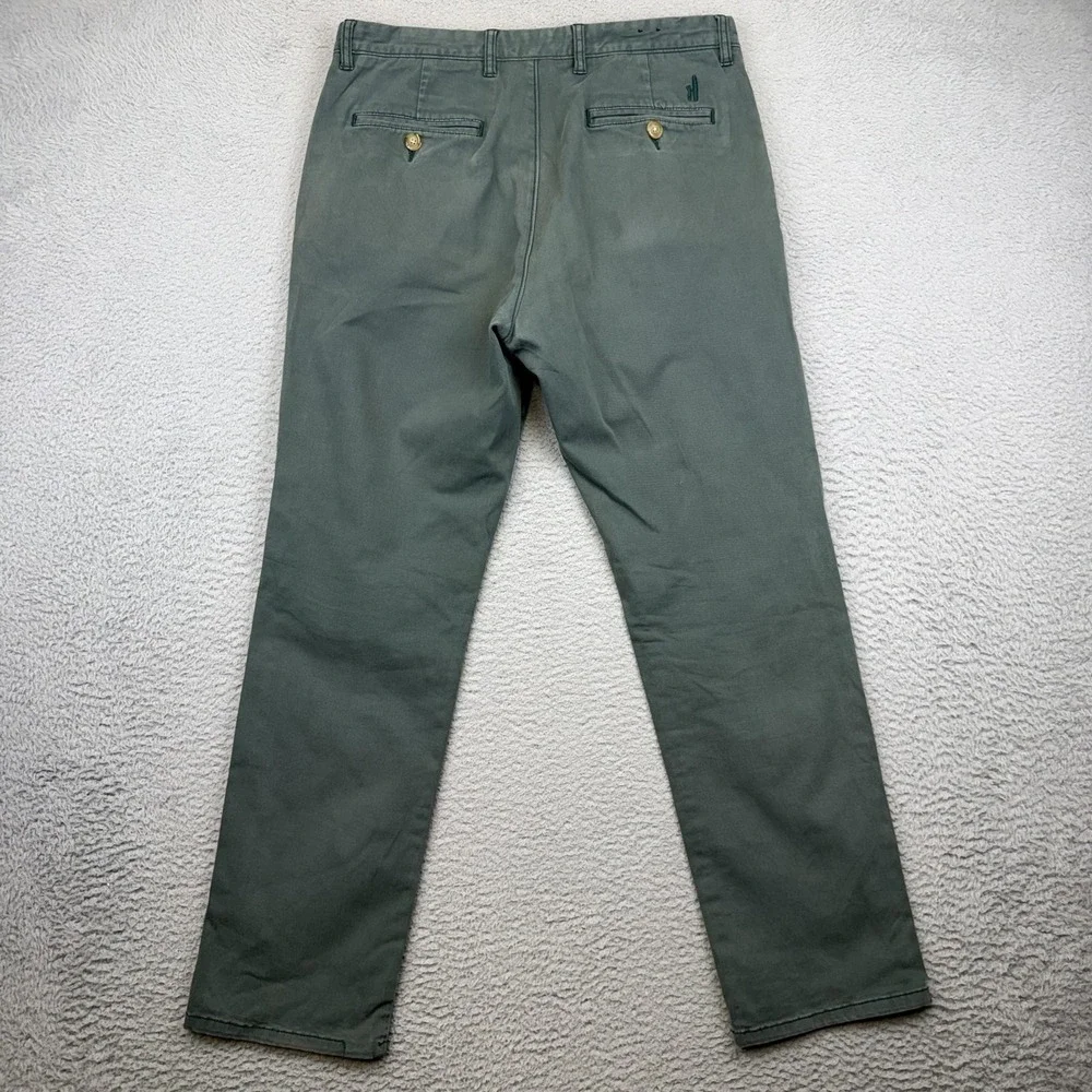 Johnnie-O Pants Mens 33x30 Green Stretch Chino Straight Leg Casual Cotton *32x29